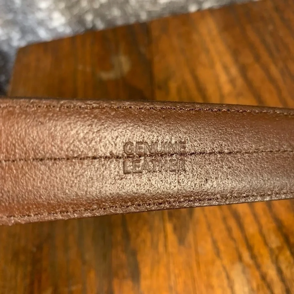 Chaps‎ Ralph Lauren Belt Mens 34 / 85 Brown Classic Genuine Leather Brass Buckle
